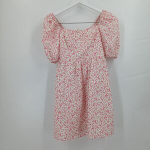 womens copper key size XS pink floral sundress smocked back short sleeve cute